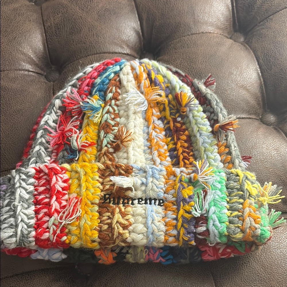 Supreme Red and Pink Bohemian Knit Hat